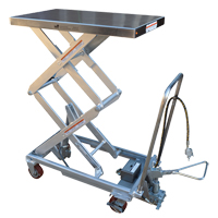 Table &eacute;l&eacute;vatrice &agrave; ciseaux hydraulique pneumatique, Acier inoxydable, 32-1/2" lo x 19-3/4" la, Cap. 1000 lb We Share Industrial Supply