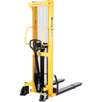 Manual Hydraulic Stacker, Hand Pump Operated, 2000 lbs. Capacity, 63" Max Lift We Share Industrial Supply