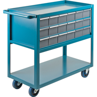 Chariot &agrave; tablette avec tiroir, 1200 lb Capacit&eacute;, Acier, 18" x la, 35" x ha, 36" p, Roues en Caoutchouc, Enti&egrave;rement soud&eacute;, 18 tirroirs We Share Industrial Supply