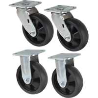 Jeu de roulettes, Fixe/Pivotant, 6" (152,4 mm), Nylon, 2400 lb (1089 kg) We Share Industrial Supply