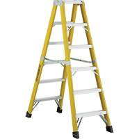 6600 Series Industrial Heavy-Duty 2-Way Stepladders, Fibreglass, 300 lbs. Capacity, 6' We Share Industrial Supply