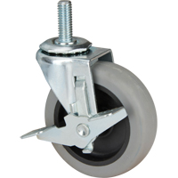 Roulette &agrave; tige, Pivotant avec frein, Diam&egrave;tre 3" (76 mm), Capacit&eacute; 80 lb (36 kg) We Share Industrial Supply
