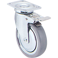 Roulette zingu&eacute;e, Pivotant avec frein, 3" (76 mm), Caoutchouc, 150 lb (68 kg) We Share Industrial Supply
