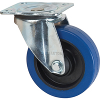 Roulette bleue, Pivotant, 5" (127 mm), Caoutchouc, 400 lb (181 kg) We Share Industrial Supply