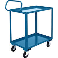 Chariot ergonomique &agrave; tablettes, 800 lb Capacit&eacute;, Acier, 26" la x 37" ha x 38" p, Bordure vers le haut We Share Industrial Supply