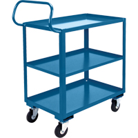 Chariot ergonomique &agrave; tablettes, 800 lb Capacit&eacute;, Acier, 26" la x 37" ha x 38" p, Bordure vers le haut We Share Industrial Supply