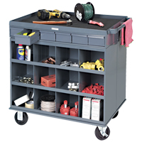 Poste de travail &agrave; deux c&ocirc;t&eacute;s mobile et robuste, 1200 lb Capacit&eacute;, Acier, 34" x la, 34" x ha, 24" p, Enti&egrave;rement soud&eacute;, 6 tirroirs We Share Industrial Supply