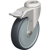 Stainless Steel Thermoplastic Elastomer Caster, Swivel with Brake, 5" (127 mm) Dia., 265 lbs. (120 kg.) Capacity We Share Industrial Supply