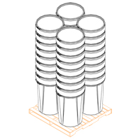 Baril emboîtable en poly&eacute;thyl&egrave;ne, 55 gal. US (45 gal. imp.), Dessus ouvert, Jaune We Share Industrial Supply