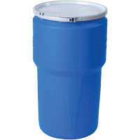 Baril emboîtable en poly&eacute;thyl&egrave;ne, 14 gal. US (11,7 gal. imp.), Dessus ouvert, Bleu We Share Industrial Supply