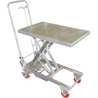 Table &eacute;l&eacute;vatrice hydraulique manuelle &agrave; ciseaux, 27-1/2" lo x 17-3/4" la, Acier inoxydable, Capacit&eacute; 200 lb We Share Industrial Supply