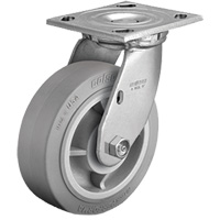 Roulette avec plaque, Pivotant, 4" (101,6 mm), Caoutchouc, 225 lb (102 kg) We Share Industrial Supply