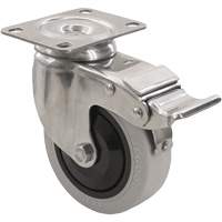 2309 Caster with Double Locking Brake, Swivel with Brake, 4" (101.6 mm), Envirothane Grey, 350 lbs. (158.8 kg.) We Share Industrial Supply