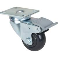 Caster, Swivel with Brake, 3" (76.2 mm), Polyolefin, 250 lbs. (113.4 kg) We Share Industrial Supply