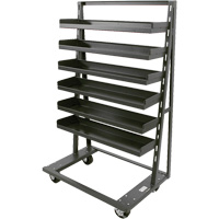 Single-Sided Heavy Duty A-Frame Cart with 6 Lipped Trays, 38" x 25" x 63", 2500 lbs. Capacity We Share Industrial Supply