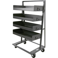 Single-Sided Heavy Duty A-Frame Cart with 4 Large Lipped Trays, 38" x 25" x 63", 2500 lbs. Capacity We Share Industrial Supply