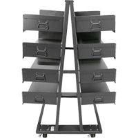 Double-Sided Heavy Duty A-Frame Cart with 8 Large Trays, 38" x 30" x 63", 2500 lbs. Capacity We Share Industrial Supply