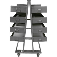 Double-Sided Heavy Duty A-Frame Cart with 8 Large Lipped Trays, 38" x 30" x 63", 2500 lbs. Capacity We Share Industrial Supply