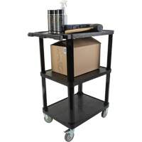 Utility Cart with Flat Shelf, 3 Tiers, 18-1/8" x 37-3/8" x 27-3/4", 330 lbs. Capacity We Share Industrial Supply