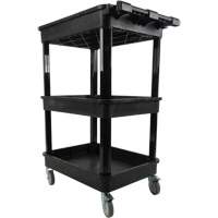 Utility Cart with Deep Lip Shelf, 3 Tiers, 19" x 39-1/2" x 28-1/4", 330 lbs. Capacity We Share Industrial Supply