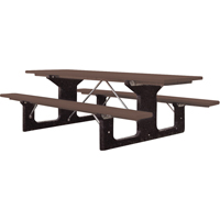 Tables de pique-nique en plastique recycl&eacute;, 6' lo x 61-1/2" la, Brun We Share Industrial Supply