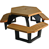 Tables de pique-nique hexagonales en plastique recycl&eacute;, 78" lo x 78" la, C&egrave;dre We Share Industrial Supply