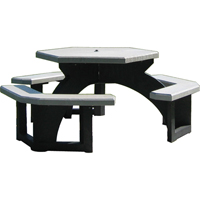 Tables de pique-nique hexagonales en plastique recycl&eacute;, 78" lo x 78" la, Gris We Share Industrial Supply