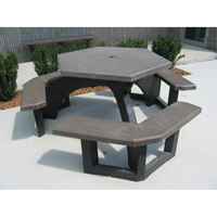 Tables de pique-nique hexagonales en plastique recycl&eacute;, 78" lo x 78" la, Brun We Share Industrial Supply