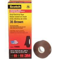 Ruban isolant en vinyle pour codification par couleur Scotch, 19 mm (3/4") la x 20 m (66') lo, 7 mils, Brun We Share Industrial Supply