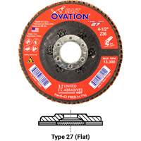 OVATION MEULE LAMELLE41/2X5/811 GRAIN36, 4-1/2" x 5/8"-11, Type 27, Grain 36, Zirconium We Share Industrial Supply