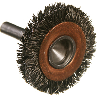 Circular Crimped Wire End Brushes, 1-1/2", 0.005" Fill, 1/4" Shank We Share Industrial Supply