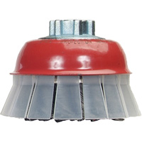 Brosse-boisseau &agrave; fils nou&eacute;s avec protecteur, 5" dia. x 5/8"-11 arbre We Share Industrial Supply