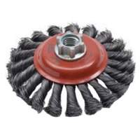 Brosse concave &agrave; fils nou&eacute;s torsad&eacute;s, Dia. 4", Fils 0,02", Arbre 5/8"-11, Acier We Share Industrial Supply