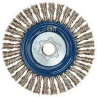 Brosse &agrave; fils nou&eacute;s pour cordons de soudure pour meuleuse angulaire, Dia. 5", Fils 0,02", Arbre 5/8"-11, Acier inoxydable We Share Industrial Supply
