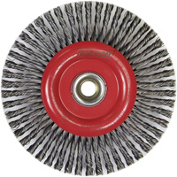Brosse &agrave; fils nou&eacute;s pour cordons de soudure pour meuleuse angulaire, Dia. 6", Fils 0,02", Arbre 5/8"-11, Acier We Share Industrial Supply