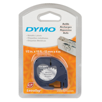 Labels for LetraTag Plus LT100-H, 12 mm x 13', Black on Silver We Share Industrial Supply