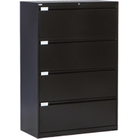 Lateral Filing Cabinet, Steel, 4 Drawers, 36" W x 18" D x 53-3/8" H, Black We Share Industrial Supply