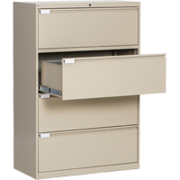Lateral Filing Cabinet, Steel, 4 Drawers, 36" W x 18" D x 53-3/8" H, Beige We Share Industrial Supply