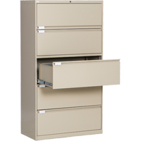 Lateral Filing Cabinet, Steel, 5 Drawers, 36" W x 18" D x 65-1/2" H, Beige We Share Industrial Supply