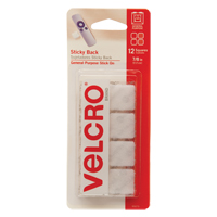 Attaches en carr&eacute;e, Boucle et crochet, 7/8" dia., Adh&eacute;sif, Blanc We Share Industrial Supply