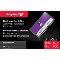 Pochettes lamin&eacute;es pour cartes d'affaires Swingline UltraClear We Share Industrial Supply