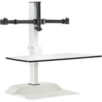 Bureau &eacute;lectrique assis/debout Soar avec bras d&eacute;cran double, Mod&egrave;le de bureau, 37-1/4" h x 27-3/4" la x 22" p, Blanc We Share Industrial Supply