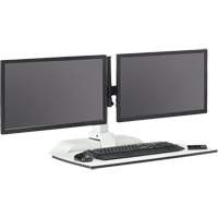 Bureau &eacute;lectrique assis/debout Soar avec bras d&eacute;cran double, Mod&egrave;le de bureau, 37-1/4" h x 27-3/4" la x 22" p, Blanc We Share Industrial Supply