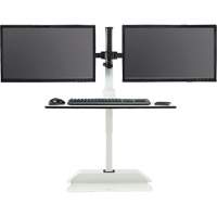 Bureau &eacute;lectrique assis/debout Soar avec bras d&eacute;cran double, Mod&egrave;le de bureau, 37-1/4" h x 27-3/4" la x 22" p, Blanc We Share Industrial Supply