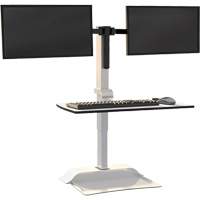 Bureau &eacute;lectrique assis/debout Soar avec bras d&eacute;cran double, Mod&egrave;le de bureau, 37-1/4" h x 27-3/4" la x 22" p, Blanc We Share Industrial Supply
