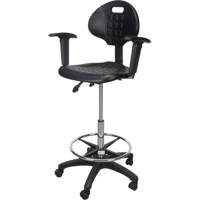 Heavy-Duty Ergonomic Stool with Adjustable Arm Rests & Nylon Stem Casters, Mobile, Adjustable Height, 250 lbs. Capacity We Share Industrial Supply