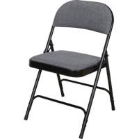 Deluxe Fabric Padded Folding Chair, Steel, Grey, 300 lbs. Weight Capacity We Share Industrial Supply