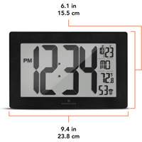 Horloge murale &agrave; r&eacute;glage et ajustement automatiques avec support, Num&eacute;rique, &agrave; piles, Noir We Share Industrial Supply
