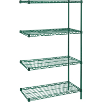 &eacute;tag&egrave;res robustes en treillis m&eacute;tallique au fini &eacute;poxy vert, Ensemble de Ajout, 4 Tablettes, 30" la x 63" h x 14" p We Share Industrial Supply