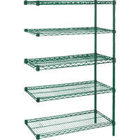 &eacute;tag&egrave;res robustes en treillis m&eacute;tallique au fini &eacute;poxy vert, Ensemble de Ajout, 5 Tablettes, 36" la x 86" h x 24" p We Share Industrial Supply